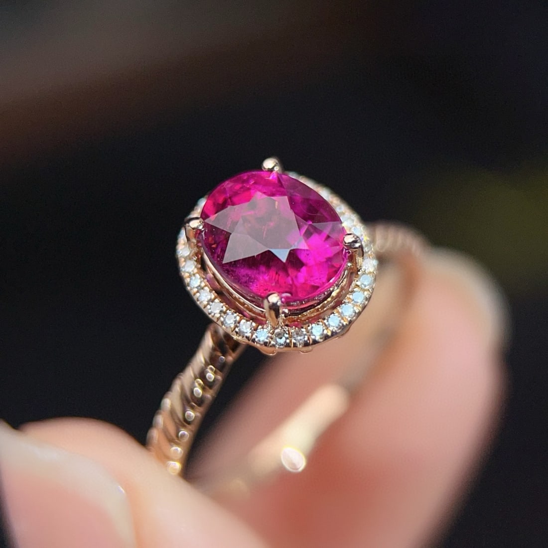 14k Gold 2 Ct Natural Tourmaline & Diamond Ring - 5