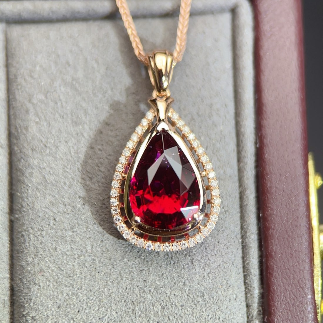 14k Gold 2.26 Ct Natural Tourmaline & Diamond Pendant( Without Chain ) - 3