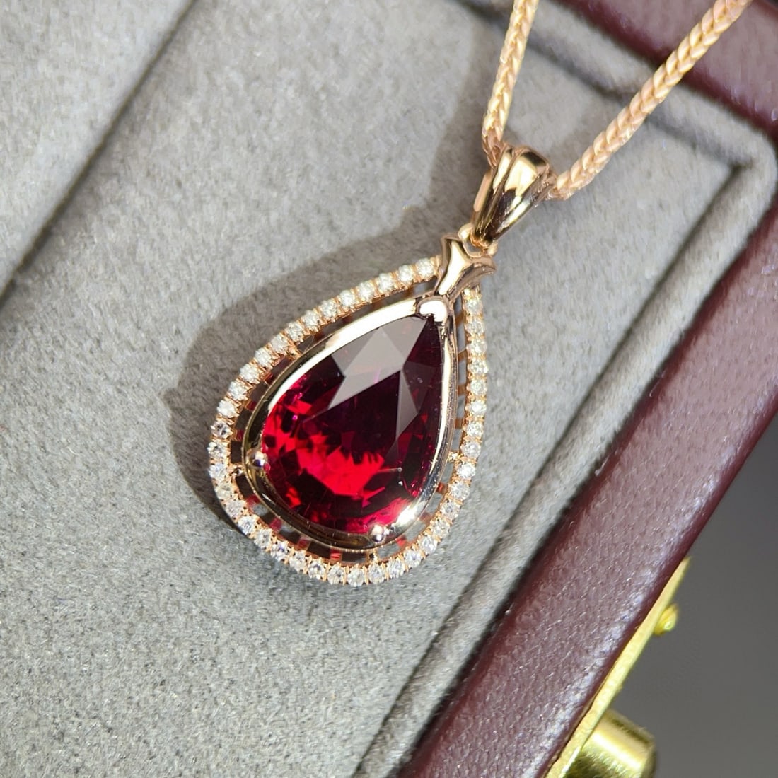 14k Gold 2.26 Ct Natural Tourmaline & Diamond Pendant( Without Chain ) - 4