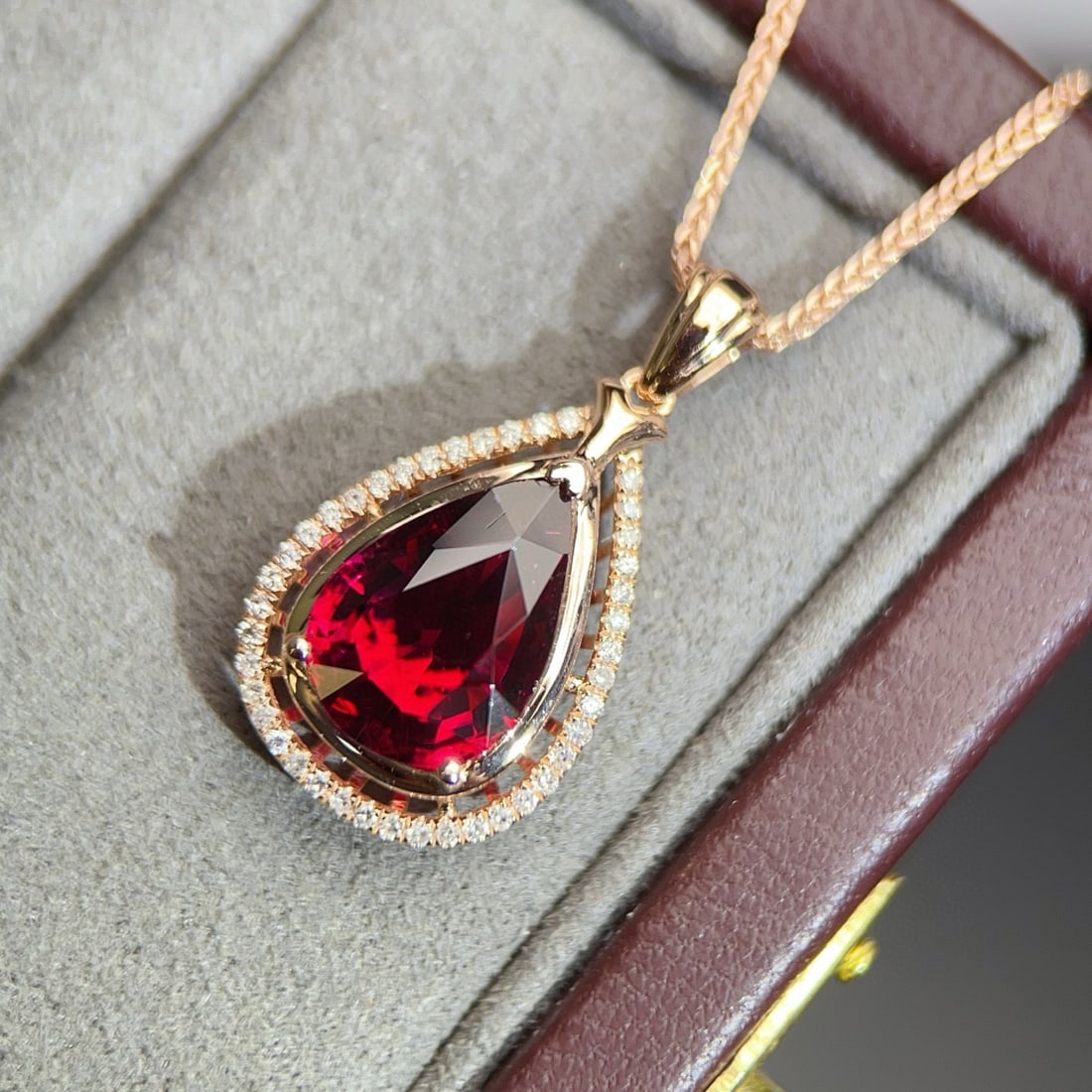 14k Gold 2.26 Ct Natural Tourmaline & Diamond Pendant( Without Chain ) - 5