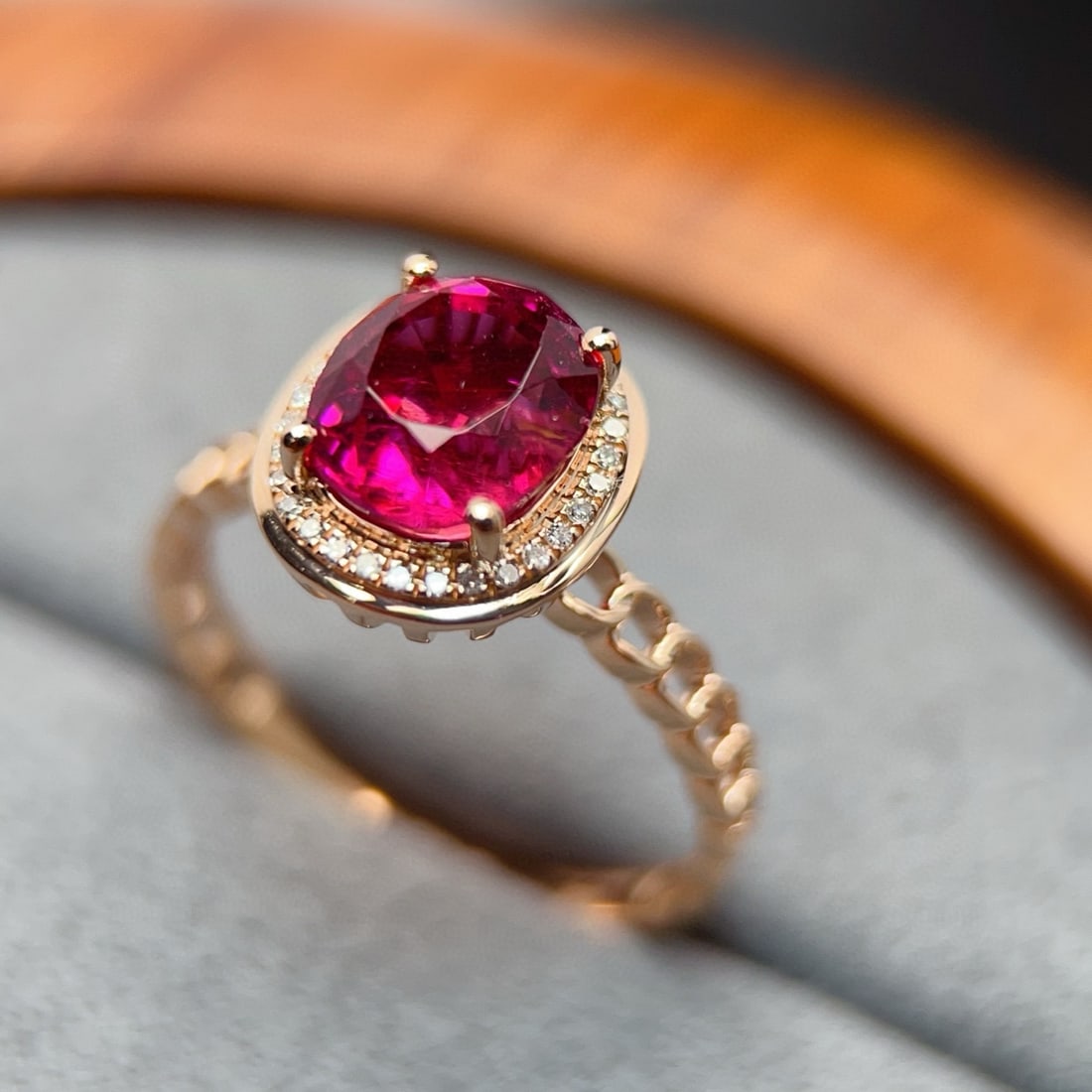 14k Gold 2.18 Ct Natural Tourmaline & Diamond Ring - 3