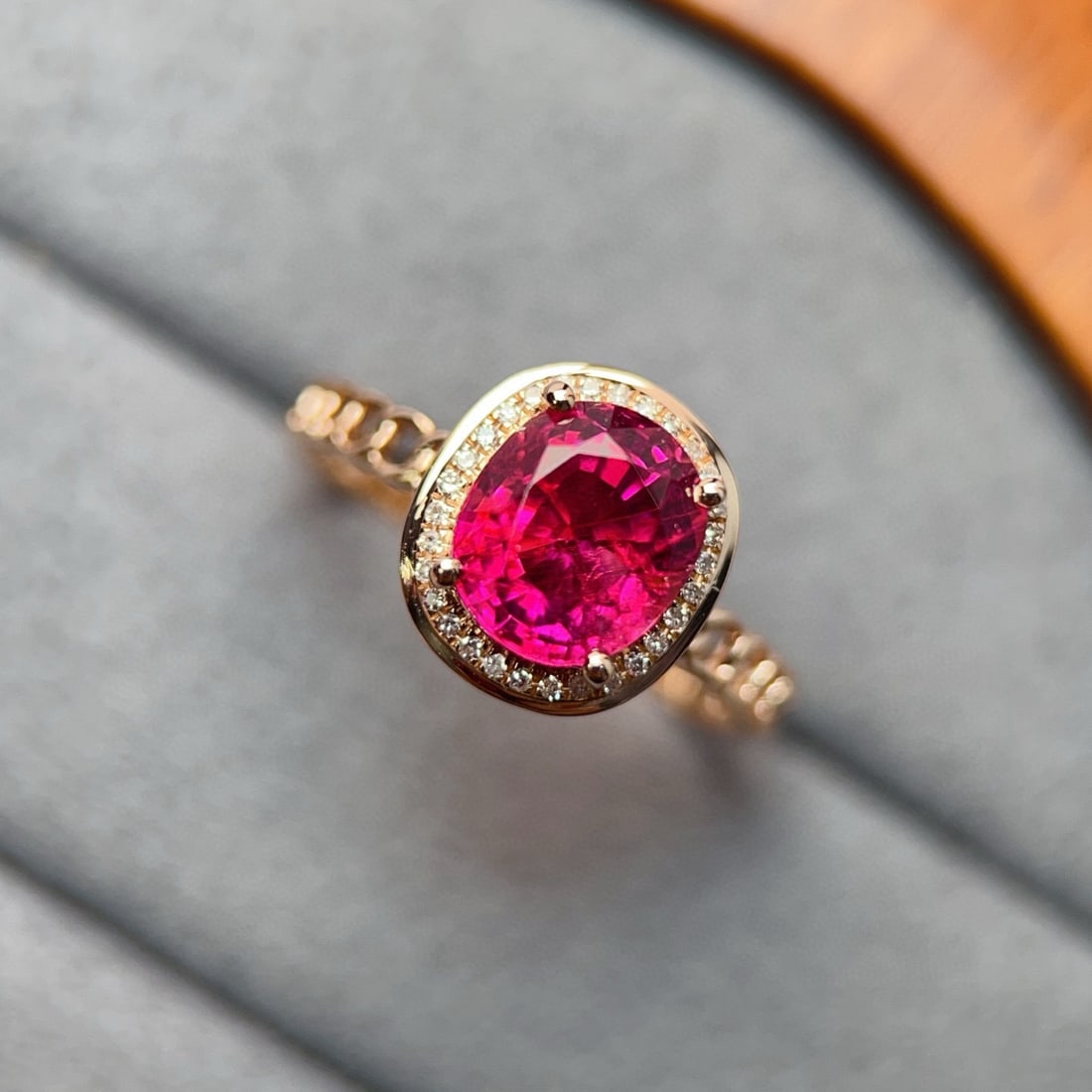 14k Gold 2.18 Ct Natural Tourmaline & Diamond Ring - 5