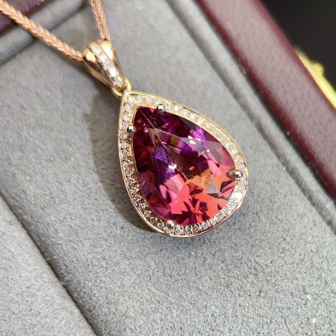 14k Gold 4.44 Ct Natural Tourmaline & Diamond Pendant( Without Chain ) - 5