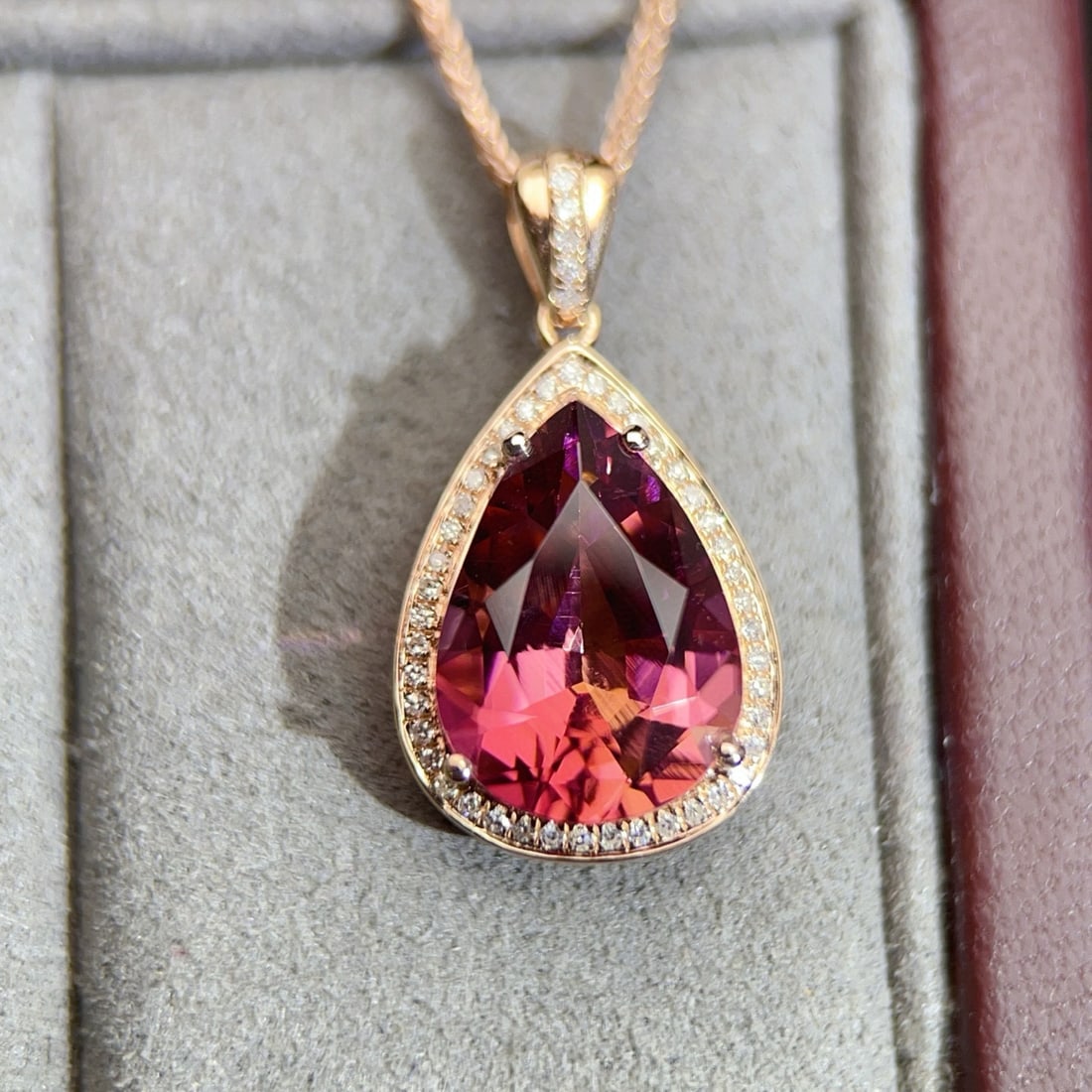 14k Gold 4.44 Ct Natural Tourmaline & Diamond Pendant( Without Chain ) - 6