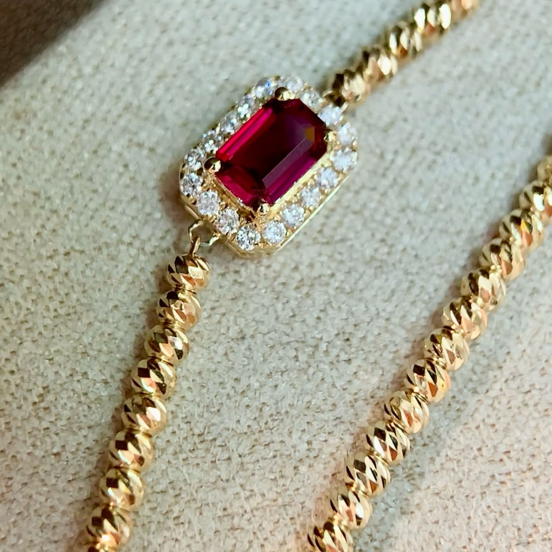 14k Gold 0.41 Ctw Natural Ruby & Diamond Bracelet - 2