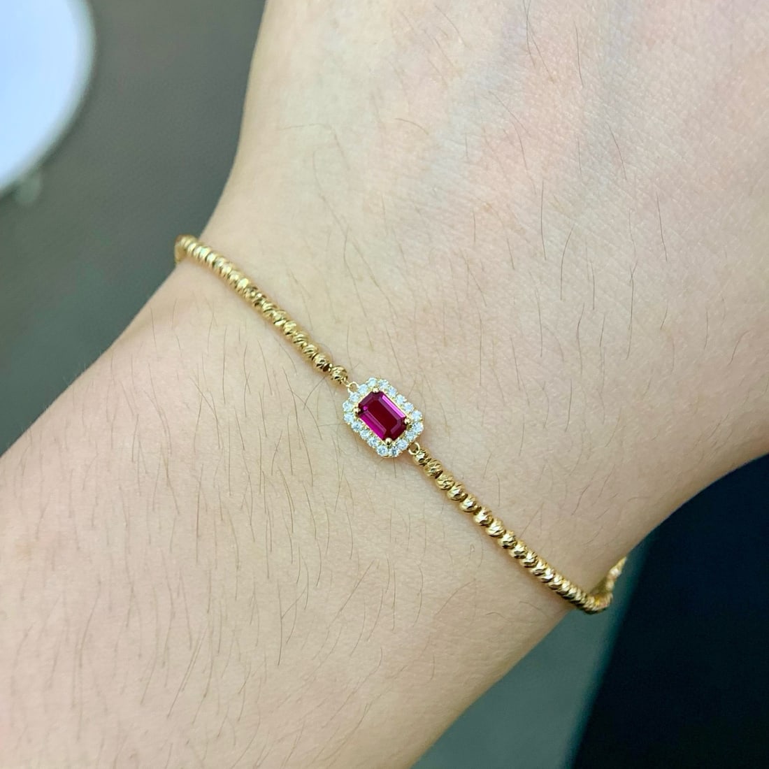 14k Gold 0.41 Ctw Natural Ruby & Diamond Bracelet - 3
