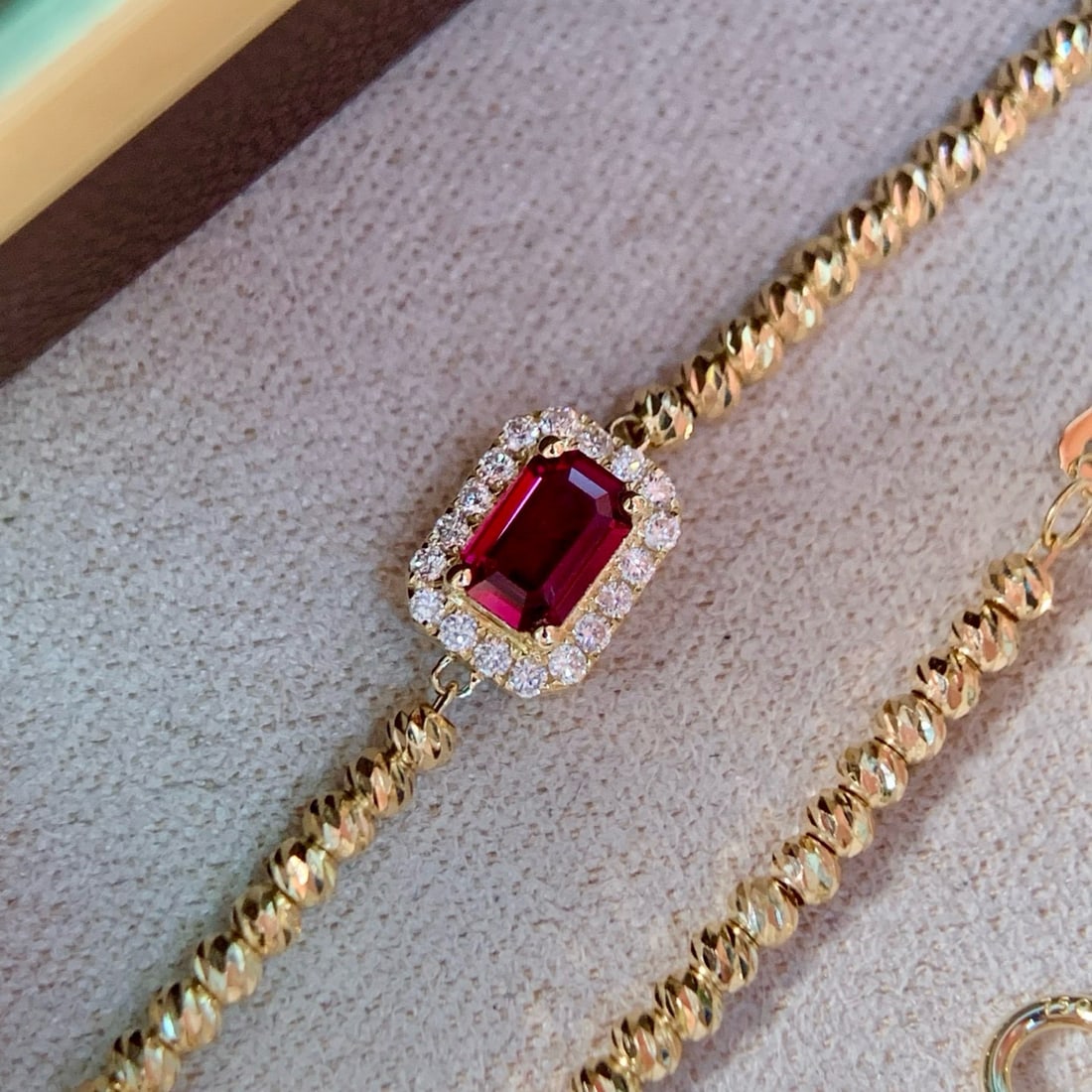 14k Gold 0.41 Ctw Natural Ruby & Diamond Bracelet - 4