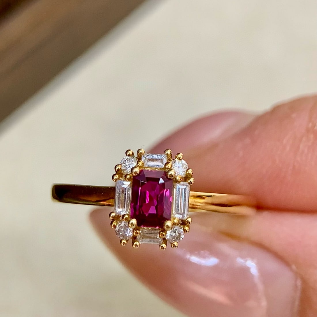 14k Gold 0.57 Ctw Natural Ruby & Diamond Ring - 3