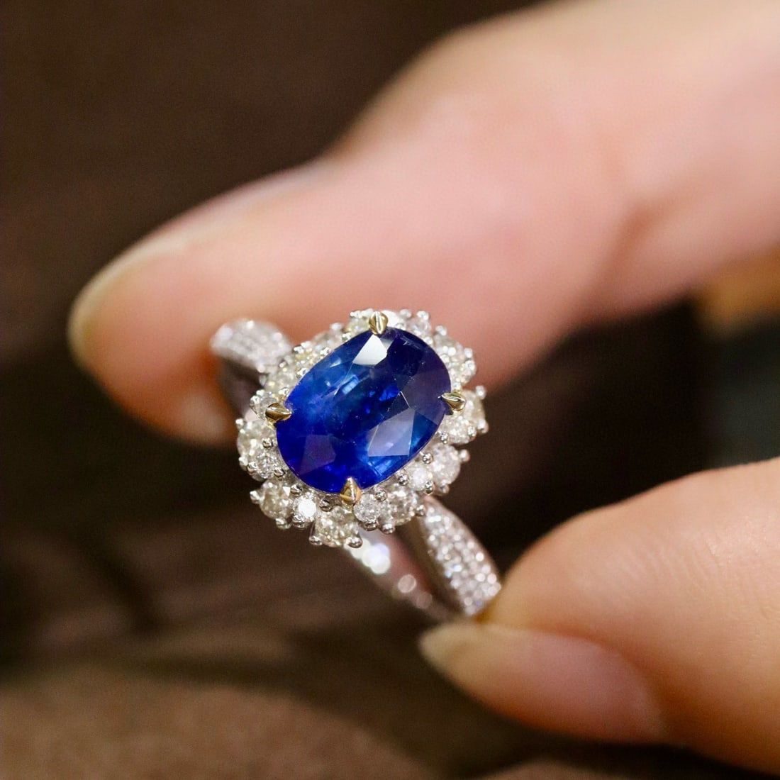 14k Gold 2.50 Ctw Natural Sapphire & Diamond Ring - 4