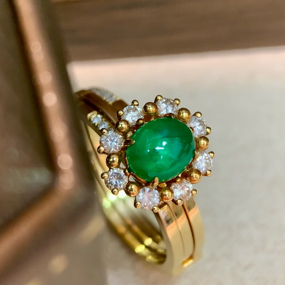 14k Gold 1.19 Ctw Vivid Green Natural Emerald & Diamond Ring - 6