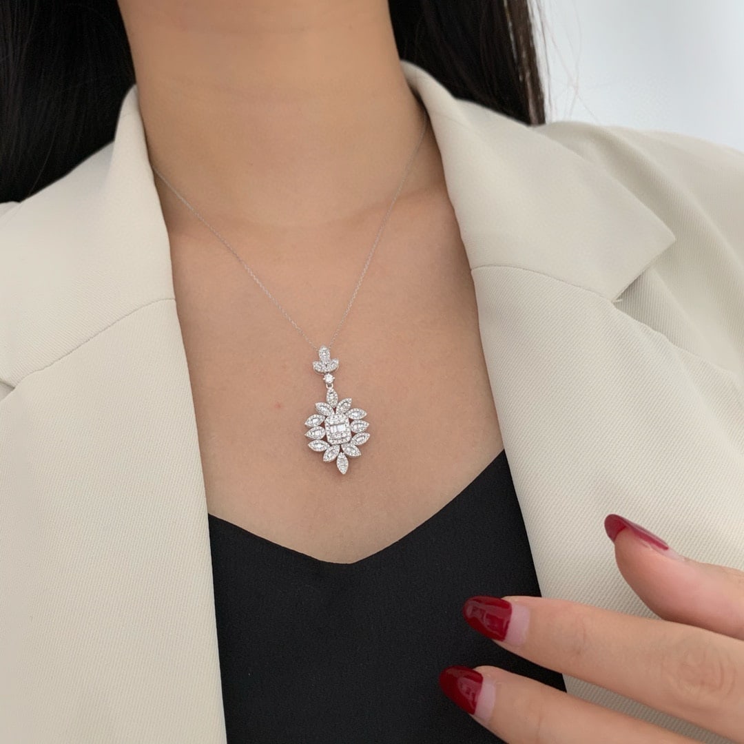 14k Gold 1.2 Ct Natural H Diamond Pendant( Without Chain ) - 2