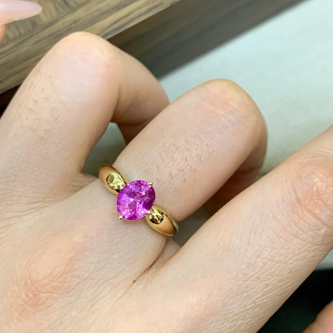 14k Gold 1.17 Ct Natural Padparadscha Sapphire Ring - 3