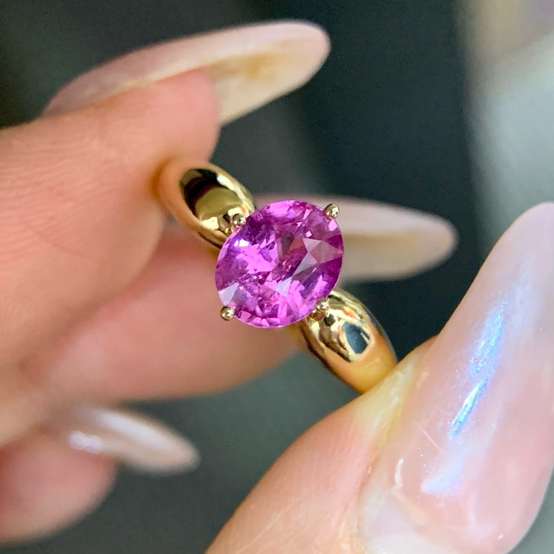 14k Gold 1.17 Ct Natural Padparadscha Sapphire Ring - 4