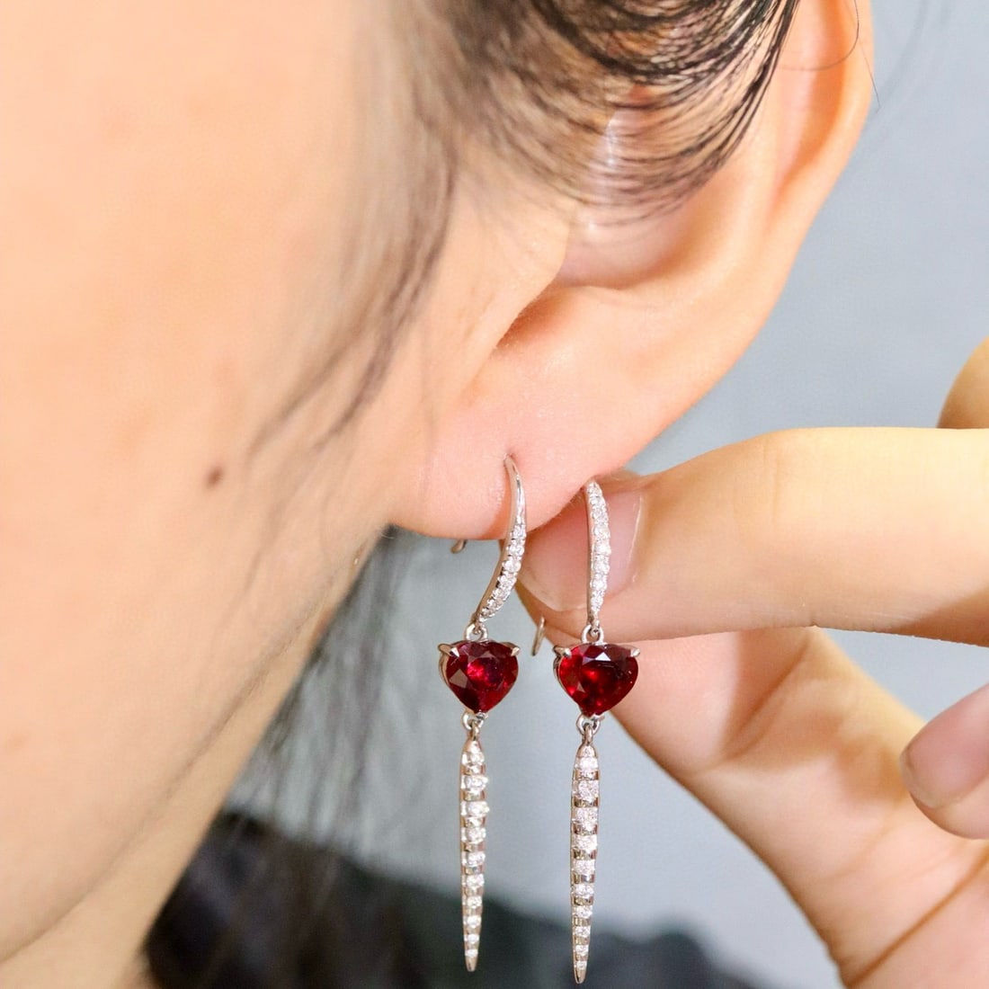 14k Gold 2.45 Ctw Natural Ruby & Diamond Earrings - 2