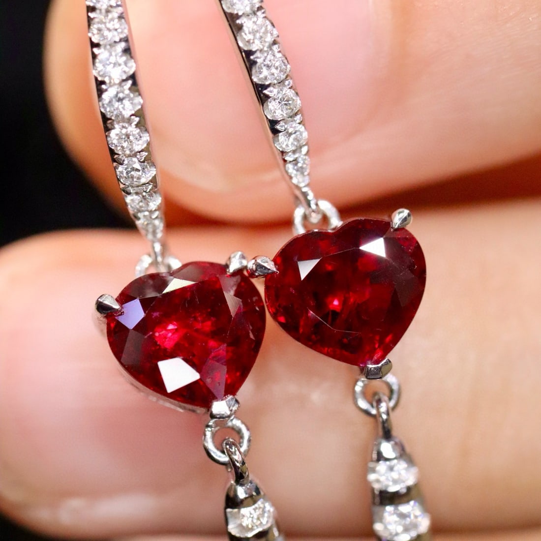 14k Gold 2.45 Ctw Natural Ruby & Diamond Earrings - 4