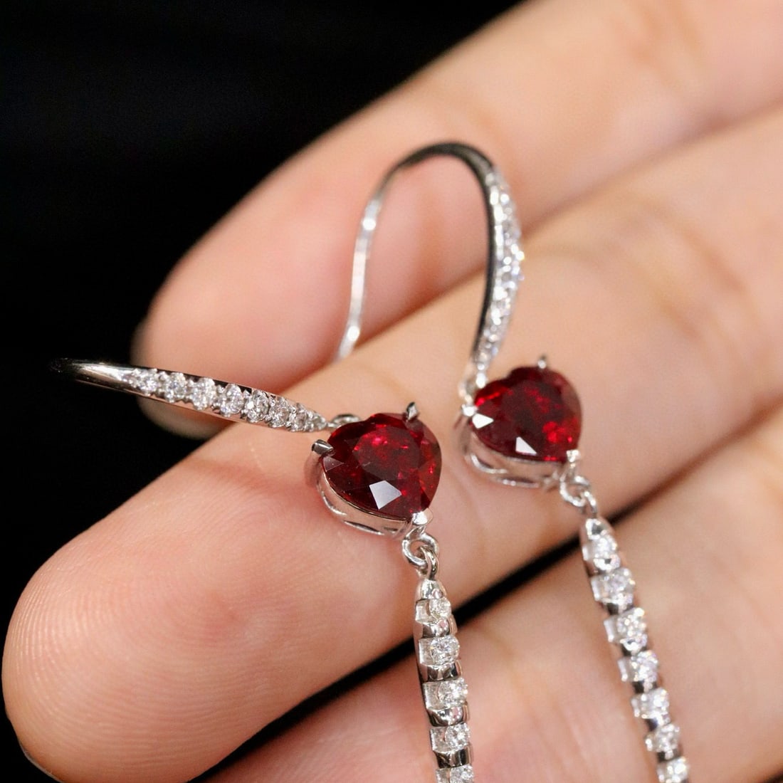 14k Gold 2.45 Ctw Natural Ruby & Diamond Earrings - 5