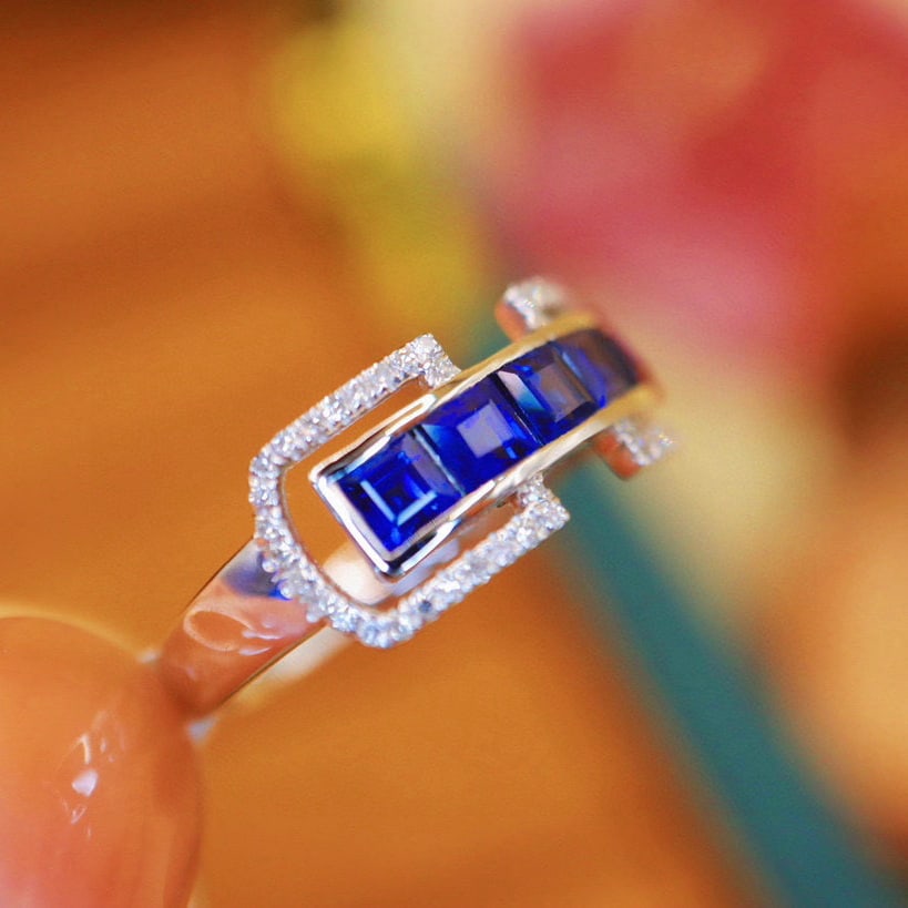 14k Gold 1.06 Ctw Natural Sapphire & Diamond Ring - 2