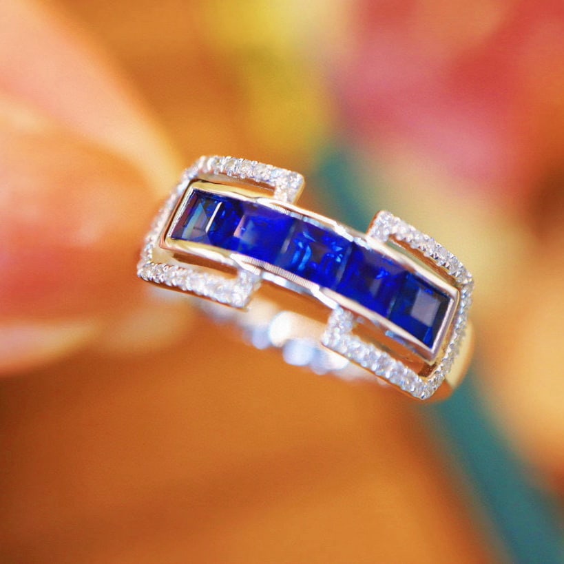 14k Gold 1.06 Ctw Natural Sapphire & Diamond Ring - 3