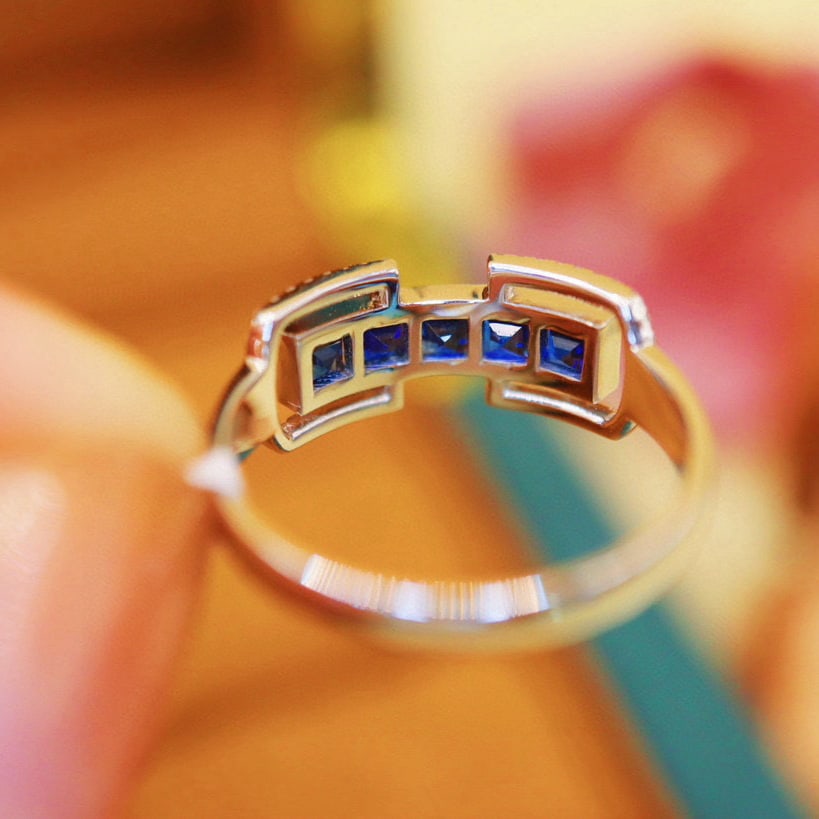14k Gold 1.06 Ctw Natural Sapphire & Diamond Ring - 5