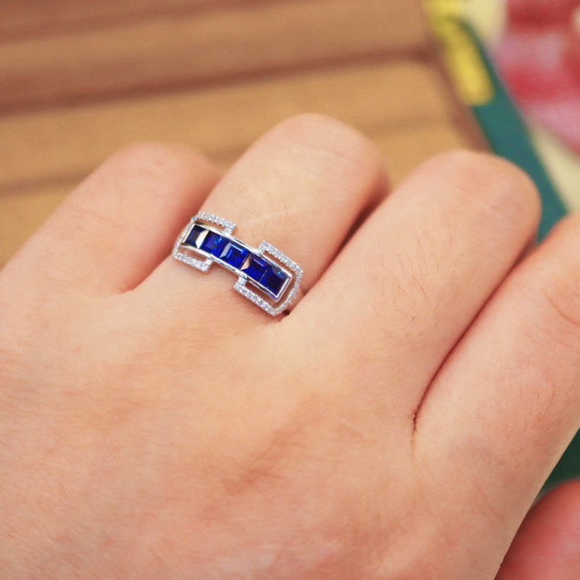 14k Gold 1.06 Ctw Natural Sapphire & Diamond Ring - 6