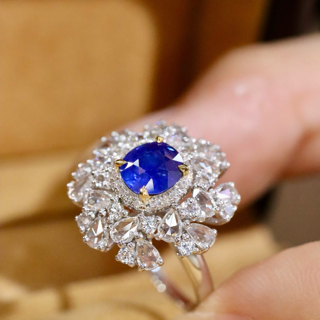 14k Gold 1.12 Ctw Natural Sapphire & Diamond Ring - 2