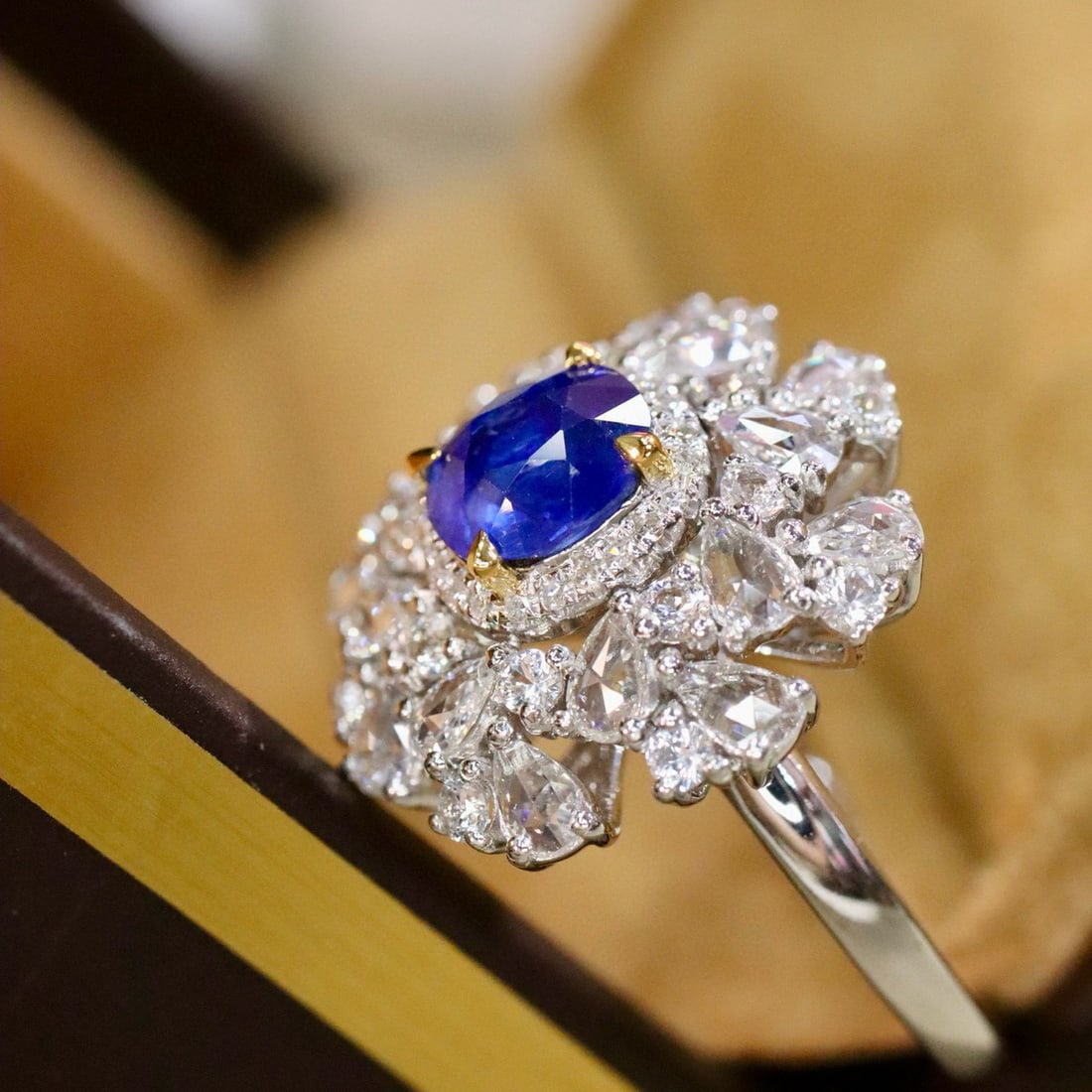 14k Gold 1.12 Ctw Natural Sapphire & Diamond Ring - 3