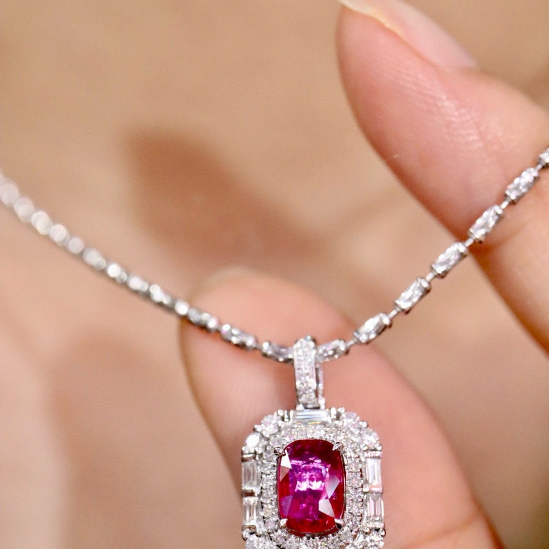 14k Gold 1.50 Ctw Natural Ruby & Diamond Pendant( Without Chain ) - 4