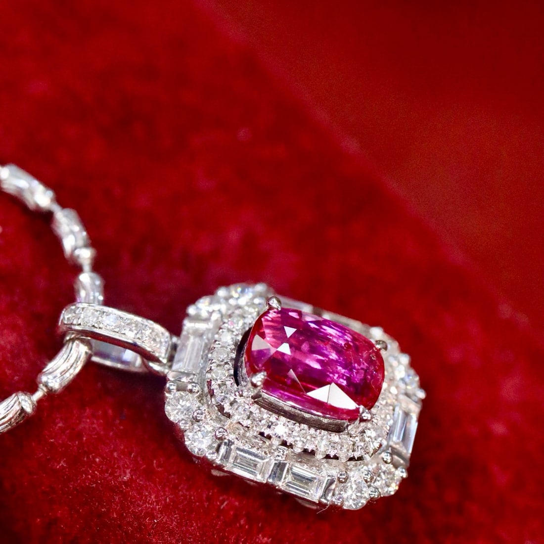 14k Gold 1.50 Ctw Natural Ruby & Diamond Pendant( Without Chain ) - 6