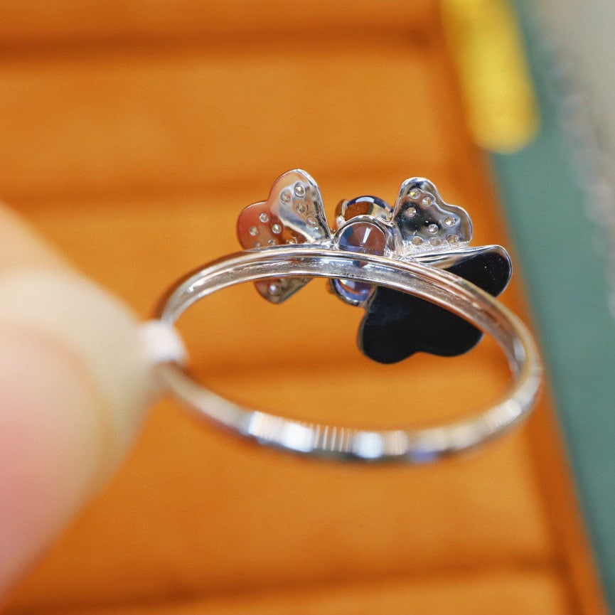 14k Gold 0.83 Ctw Natural Sapphire & Diamond Ring - 5