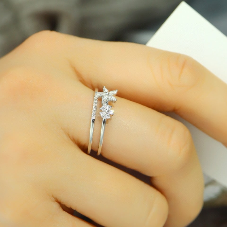 14k Gold 0.26 Ct Natural H Diamond Ring - 3