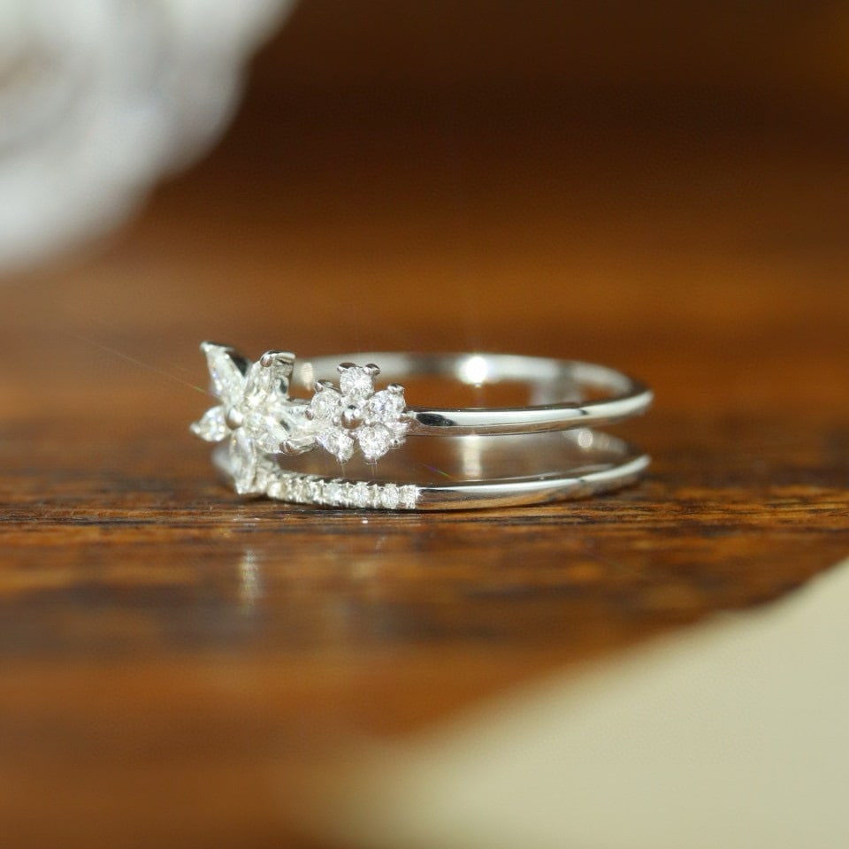 14k Gold 0.26 Ct Natural H Diamond Ring - 6