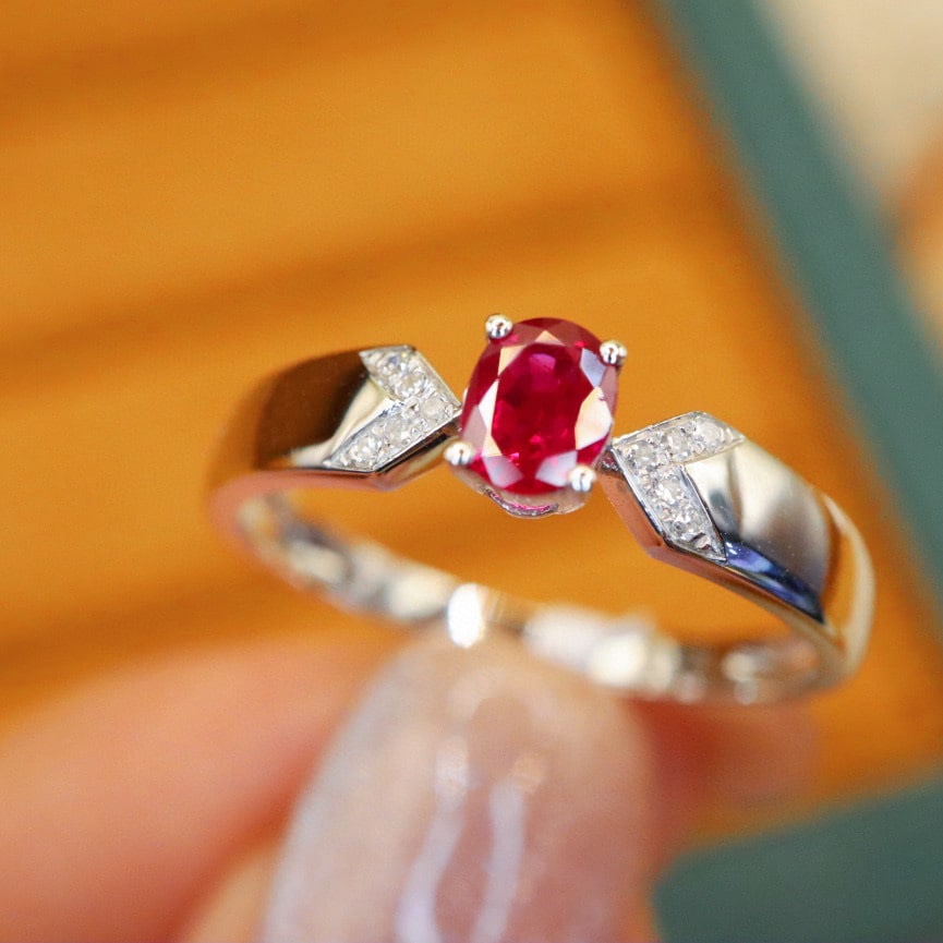14k Gold 0.33 Ctw Natural Ruby & Diamond Ring - 3