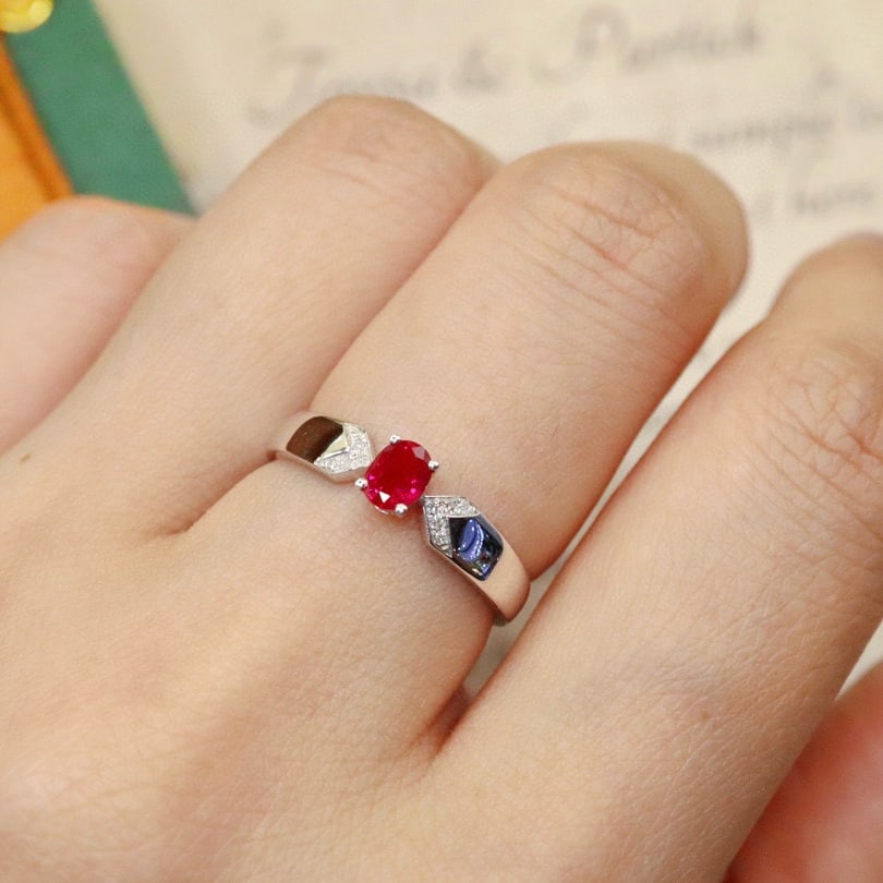 14k Gold 0.33 Ctw Natural Ruby & Diamond Ring - 5