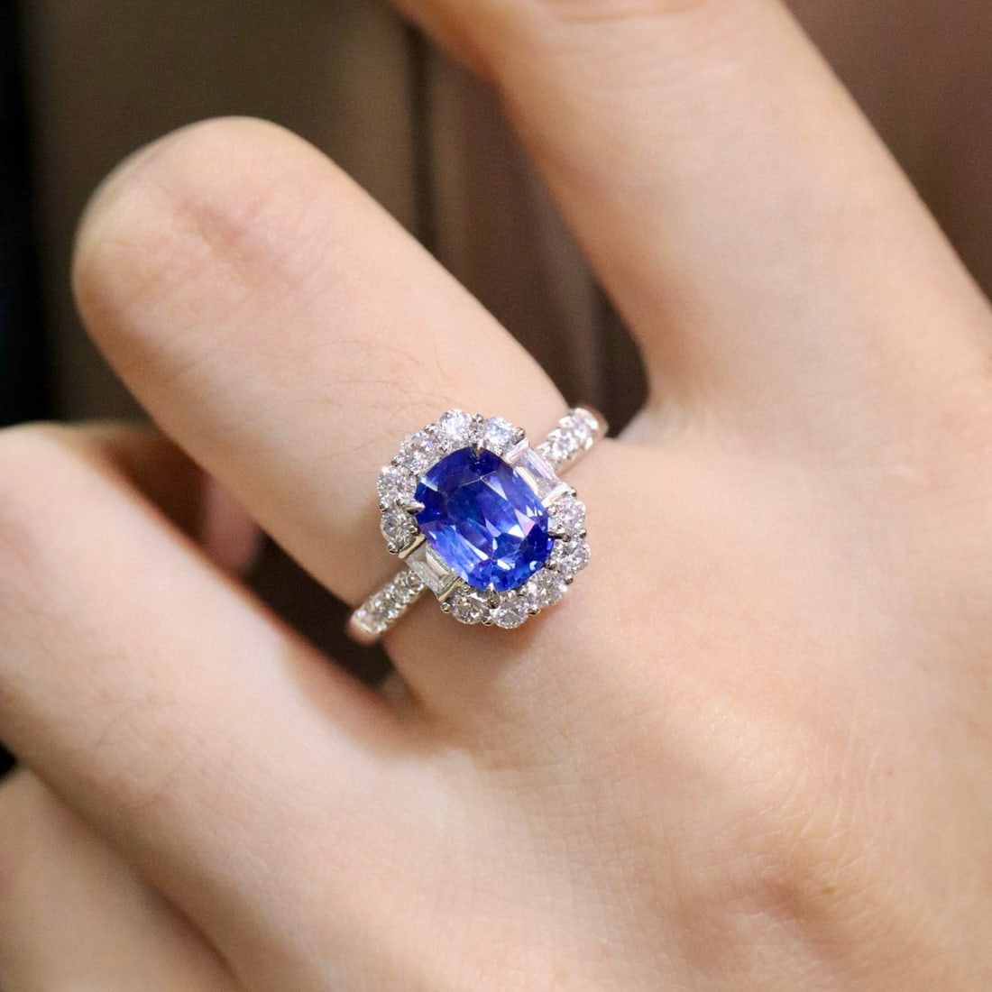 14k Gold 2.28 Ctw Natural Sapphire & Lab Grown Diamond Ring - 6