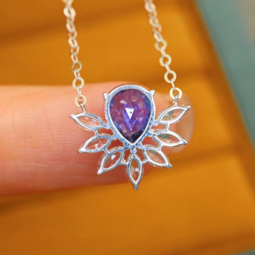 14k Gold 1.82 Ctw Natural Sapphire & Sapphire Necklace - 4