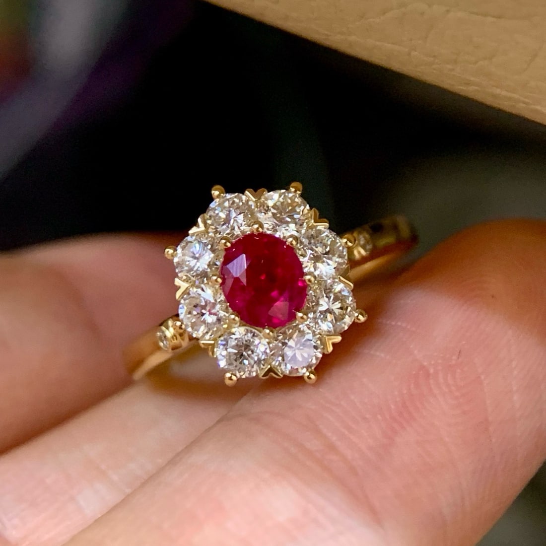 14k Gold 1.15 Ctw Natural Ruby & Diamond Ring/pendant( Without Chain ): Ref:230990259 // gold content:14k gold // ring size:7. 25us // // main gemstone:ruby // shape:oval // carat weight:0. 46ct // color:pigeonblood red // treatment:natural // // adjacent gemstone 2 :