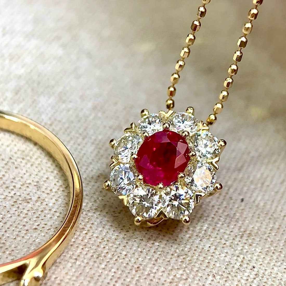 14k Gold 1.15 Ctw Natural Ruby & Diamond Ring/pendant( Without Chain ) - 2