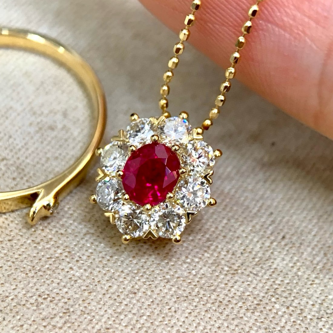 14k Gold 1.15 Ctw Natural Ruby & Diamond Ring/pendant( Without Chain ) - 3