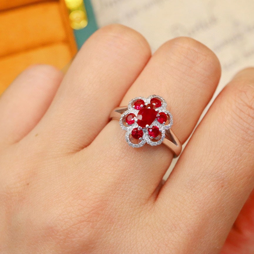 14k Gold 1.01 Ctw Natural Ruby & Ruby Ring - 5