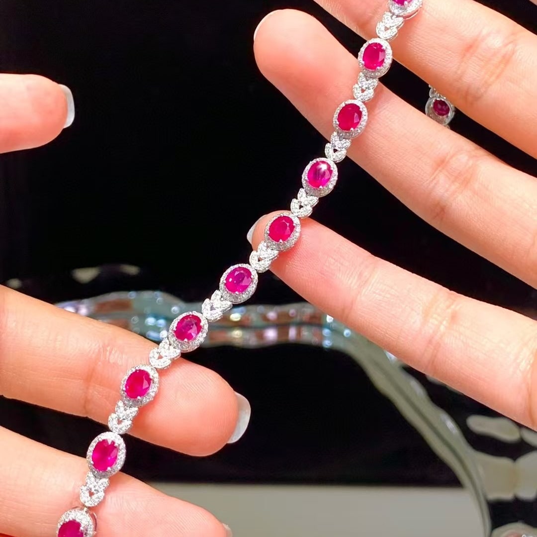 14k Gold 7.9 Ct Natural Ruby & Diamond Bracelet - 3