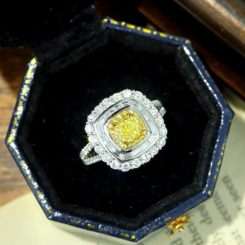 14k Gold 1.72 Ctw Natural Yellow Diamond & Diamond Ring/pendant( Without Chain ) - 2