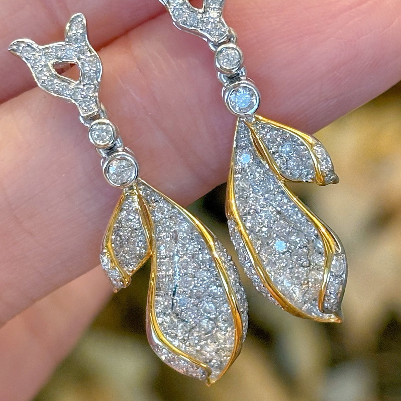 14k Gold 1.5 Ct Natural H Diamond Earrings - 2