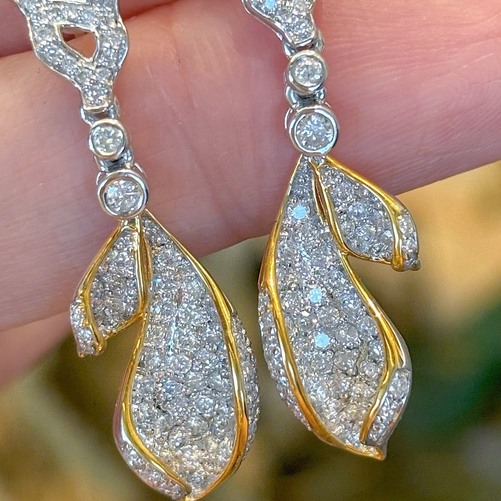 14k Gold 1.5 Ct Natural H Diamond Earrings - 3