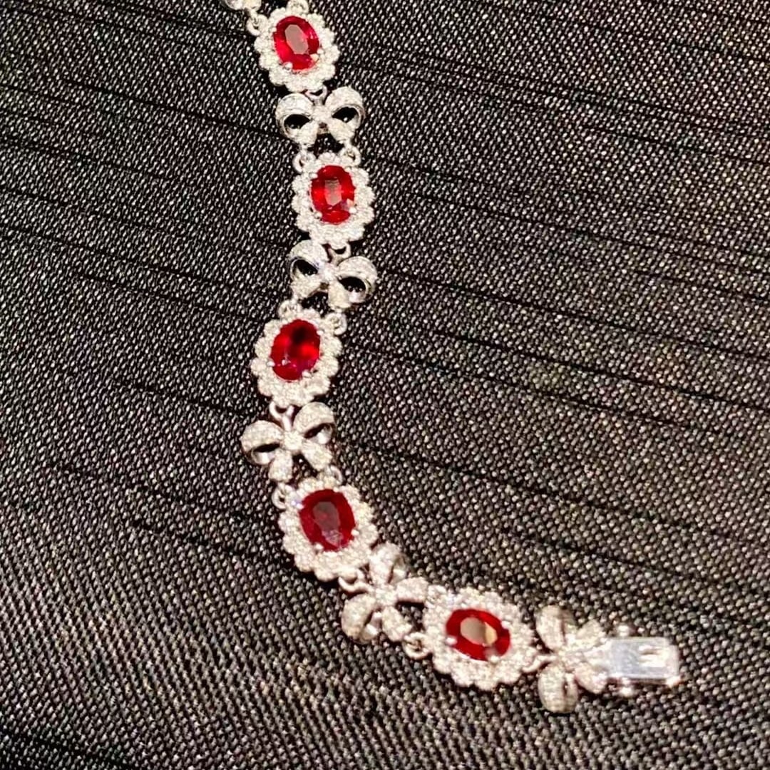 14k Gold 7.1 Ct Natural Ruby & Diamond Bracelet - 2