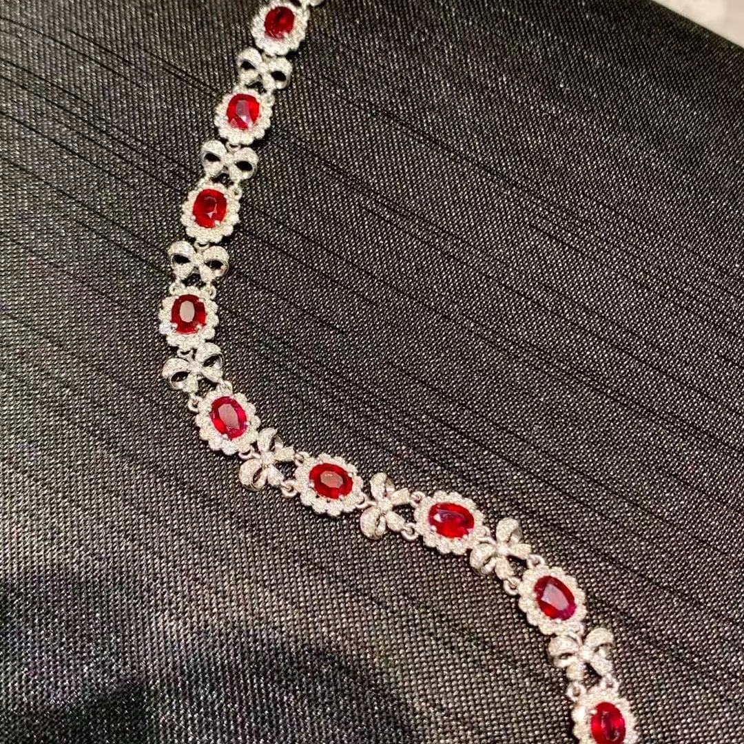 14k Gold 7.1 Ct Natural Ruby & Diamond Bracelet - 4