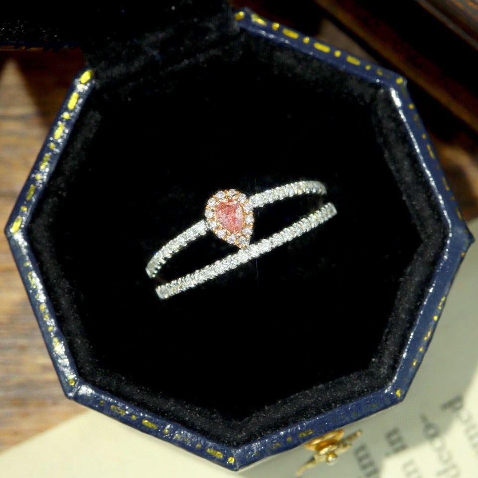 14k Gold 0.34 Ctw Natural Pink Diamond & Diamond Ring - 2