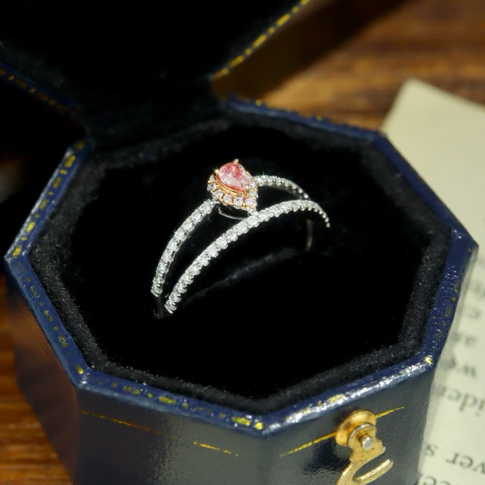 14k Gold 0.34 Ctw Natural Pink Diamond & Diamond Ring - 3