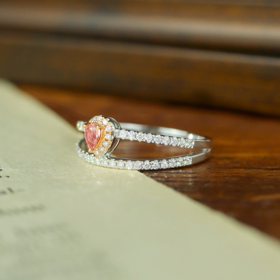 14k Gold 0.34 Ctw Natural Pink Diamond & Diamond Ring - 4