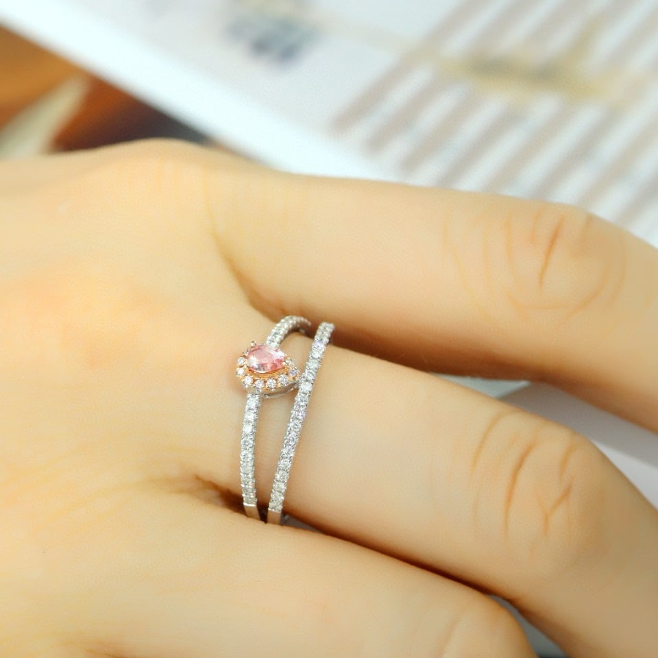 14k Gold 0.34 Ctw Natural Pink Diamond & Diamond Ring - 5