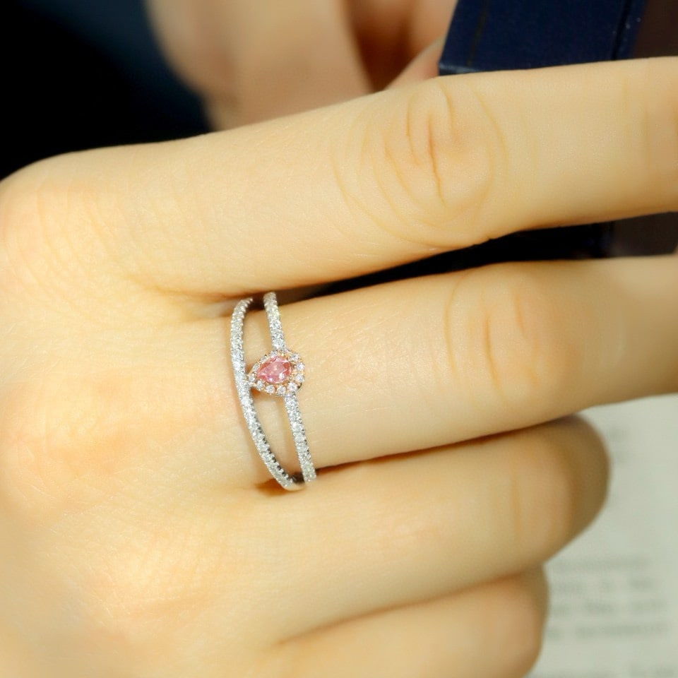14k Gold 0.34 Ctw Natural Pink Diamond & Diamond Ring - 6